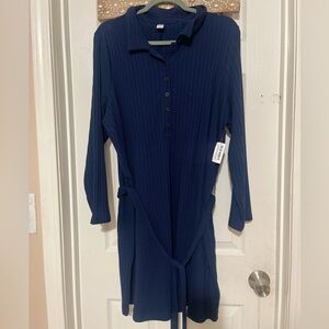 Old Navy Blue soft collar Dress with waist belt